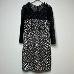 J.Crew Collection Black Lace Overlay Sheath Dress Size 10 Black Label